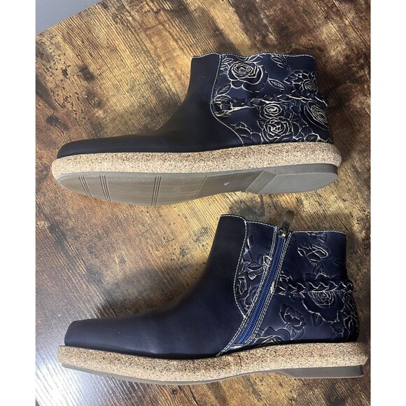 Spring Step L'Artiste Boots Women's 42 Blue Embroidered Leather Floral Braided - Picture 4 of 8
